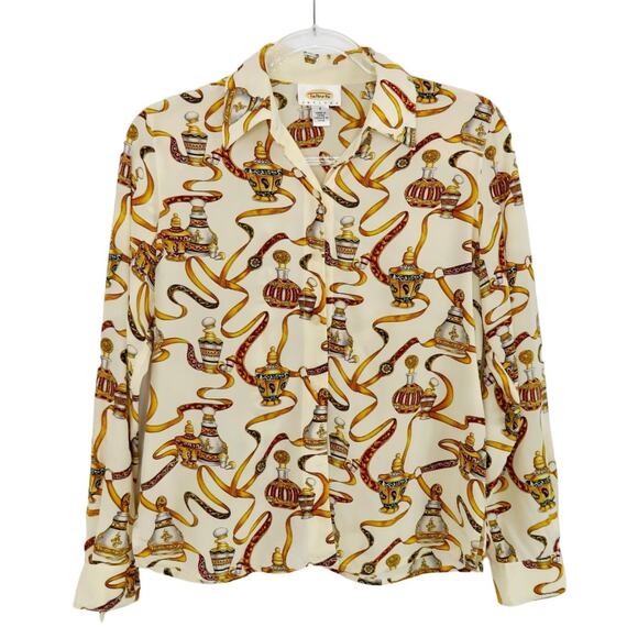 90s Vintage Talbots Regal Retro Bottle Blouse Button Down Long Sleeve Small - Picture 1 of 5